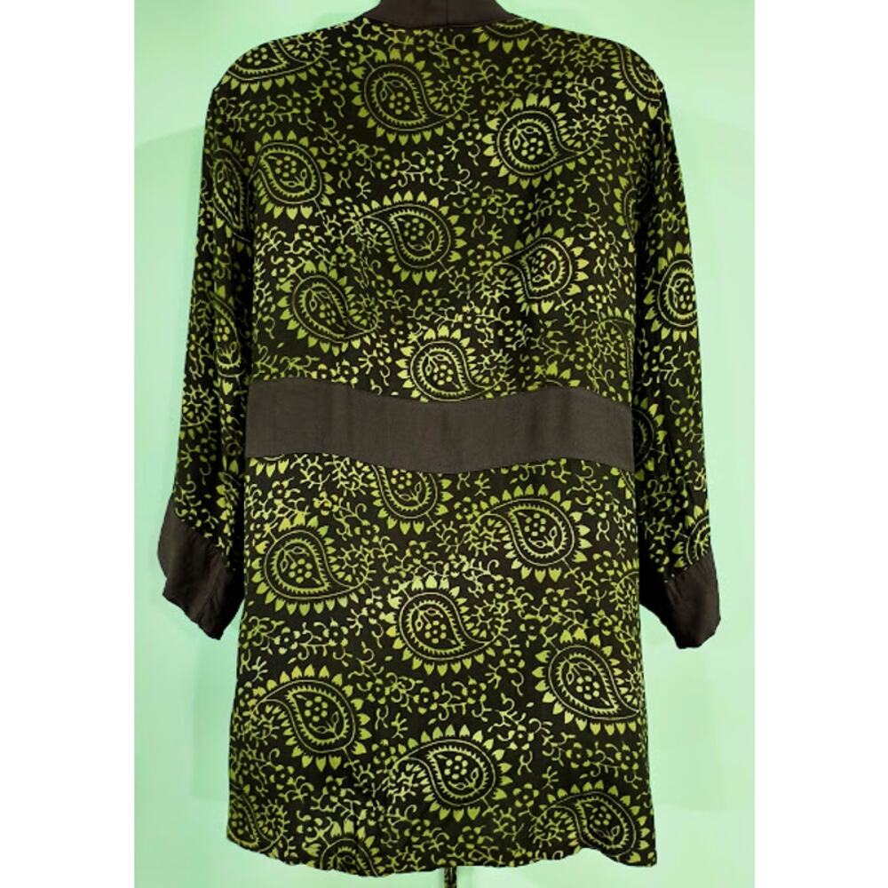 Red's Threads Paisley Jacket with‎ Double Tie Waist, Dark Brown & Olive, Sz M - Picture 3 of 7
